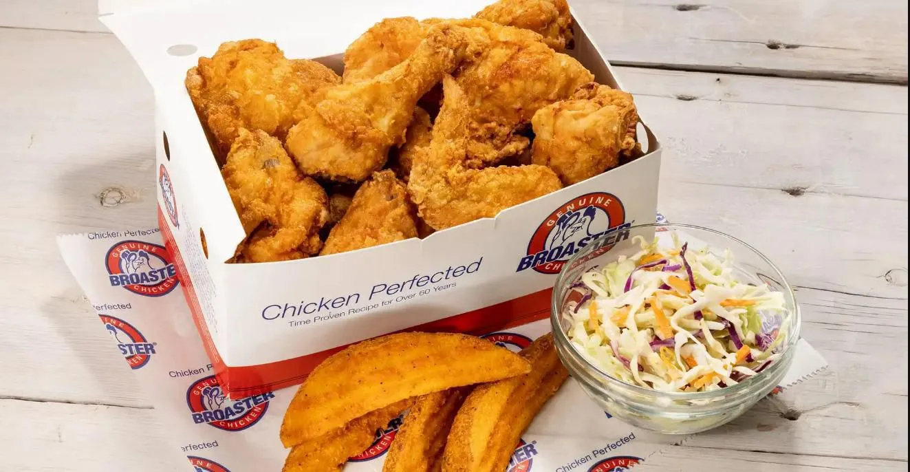 Genuine Broaster Chicken box with potato wedges and coleslaw at Amean Edmonton