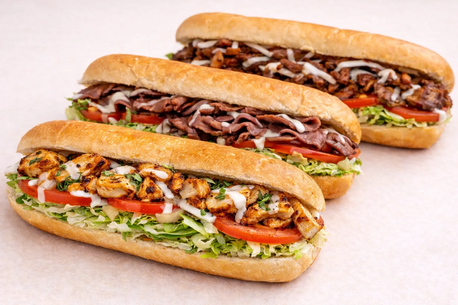 Fresh hearty submarines at Amean Pizza Donair & Sub in Edmonton, AB